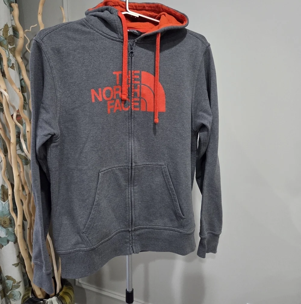 The North Face Gray and Orange Full Zip Hoodie Sz.M